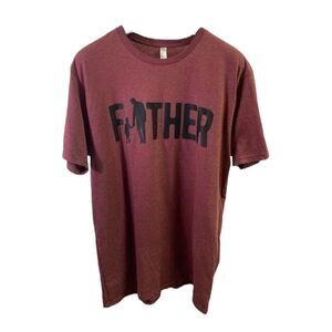 Live & Tell Apparel T-Shirt FATHER Spellout Gift Maroon Short Sleeves NEW Size L